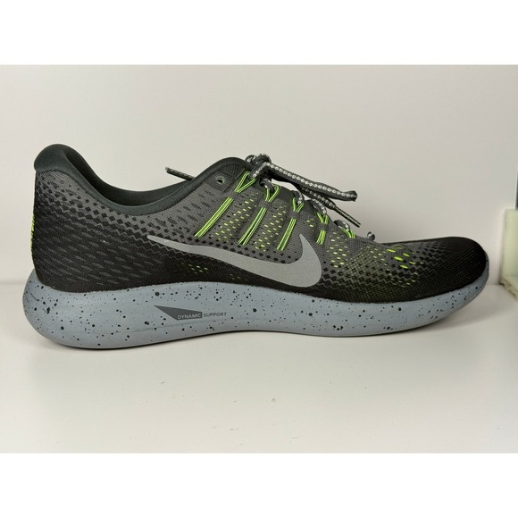 Nike Flyknit Lunarglide 8 Womens 11 Gray Neon Running Athletic Training Shoe - Picture 7 of 8